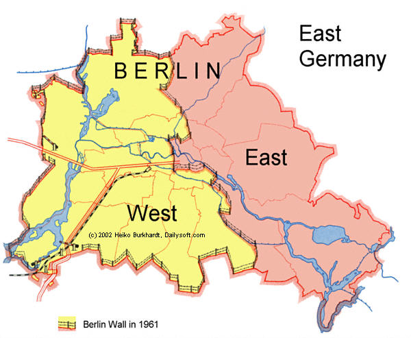 General Berlin City Map With Berlin Wall In 1961